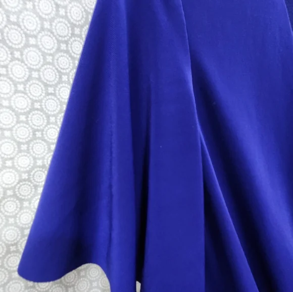 Chaps XL Dress Royal Blue Flutter Short Sleeve Side Drape V-Neck Comfy Stretch - Picture 4 of 5